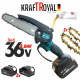 Телескопичен Прът Акумулаторна Лозарска Ножица и Резачка за Клони Трион с Автоматично Омасляване 36V 8AH KRAFTROYAL Безчетков Комплект 3в1