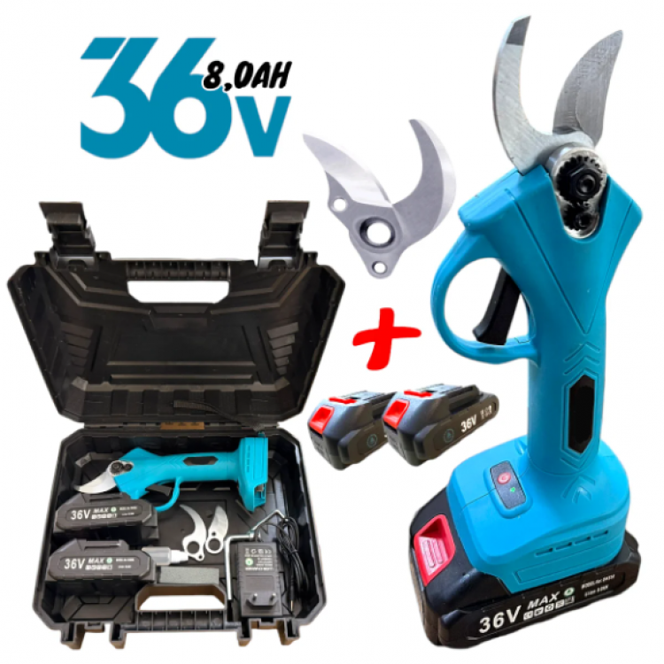 Акумулаторна Ножица + Подарък Резервен Нож Лозарска за Клони 36V 8.0AH 33мм 2 Батерии Безжична Акумулаторна Ножица + Подарък Резервен Нож Лозарска за Клони 36V 8.0AH 33мм 2 Батерии Безжична