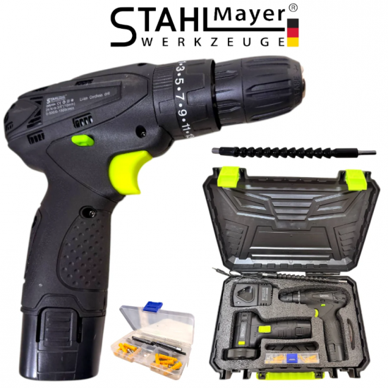 Комплект акумулаторен ударен винтоверт + мини ъглошлайф STAHLMAYER 24V