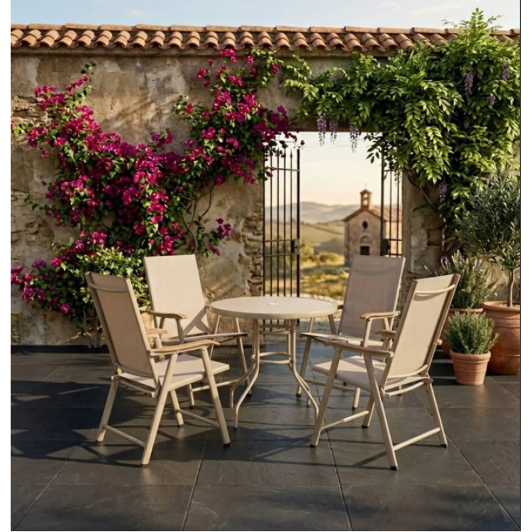 Градински комплект Маса и 4 Стола сгъваеми 5 части