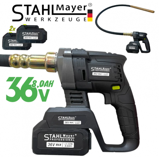 Акумулаторен вибратор за бетон STAHLMAYER 36V,  с 2 батерии и зарядно