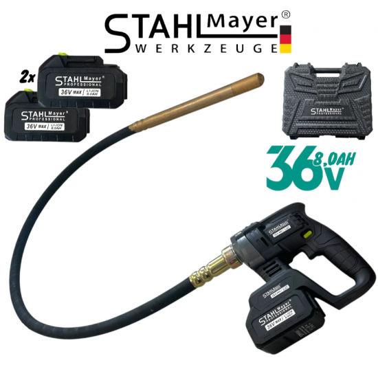 Акумулаторен вибратор за бетон STAHLMAYER 36V, с 2 батерии и зарядно Акумулаторен вибратор за бетон STAHLMAYER 36V, с 2 батерии и зарядно