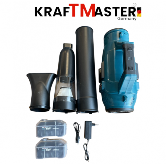 Акумулаторна Прахосмукачка и Духалка 2В1 KRAFT MASTER 48V 12AH 2 БАТЕРИИ
