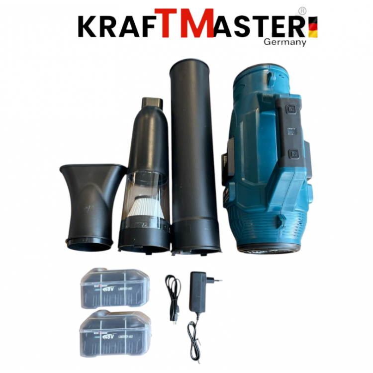 Акумулаторна Прахосмукачка и Духалка 2В1 KRAFT MASTER 48V 12AH 2 БАТЕРИИ Акумулаторна Прахосмукачка и Духалка 2В1 KRAFT MASTER 48V 12AH 2 БАТЕРИИ