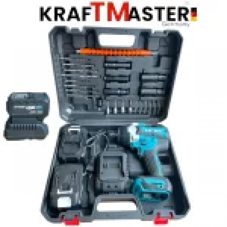 Голям Комбиниран Безчетков Акумулаторен Ударен Гайковерт-Импакт Винтоверт 1/2 36V 8,0AH с 25 части в Куфар KRAFTMASTER Голям Комбиниран Безчетков Акумулаторен Ударен Гайковерт-Импакт Винтоверт 1/2 36V 8,0AH с 25 части в Куфар KRAFTMASTER