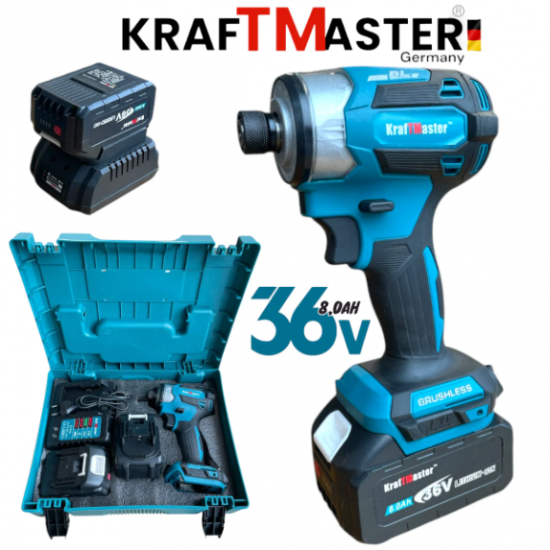 Ударен Винтоверт Импакт 36V 8,0AH KRAFT MASTER 850Nm 2 Батерии Ударен Винтоверт Импакт 36V 8,0AH KRAFT MASTER 850Nm 2 Батерии