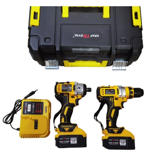 Акумулаторни безчеткови импакт и винтоверт 36V 8AH в куфар KRAFTROYAL Акумулаторни безчеткови импакт и винтоверт 36V 8AH в куфар KRAFTROYAL