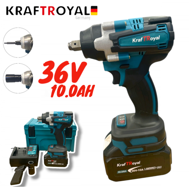 Акумулаторен гайковерт ударен Kraft 36V 10Ah 850 N/m Акумулаторен гайковерт ударен Kraft 36V 10Ah 850 N/m