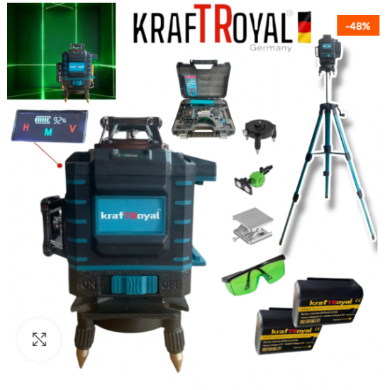 Лазерен Нивелир с 16 линии KRAFTROYAL 4Д + тринога