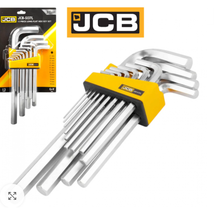 Шестограми Г-образни Удължени 13 части JCB - 5137L шестограм Шестограми Г-образни Удължени 13 части JCB - 5137L шестограм