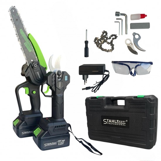 2в1 Акумулаторна Лозарска Ножица и Трион с Омасляване 36V 8AH STAHLMAYER BLACK 2в1 Акумулаторна Лозарска Ножица и Трион с Омасляване 36V 8AH STAHLMAYER BLACK