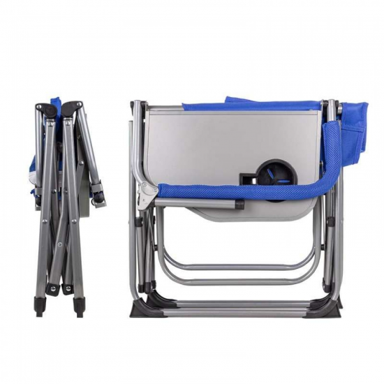 Сгъваем стол за къмпинг с метална конструкция и поставка за чаша, цвят син Сгъваем стол за къмпинг с метална конструкция и поставка за чаша, цвят син