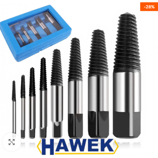 екстрактори 8ч. за болтове и скъсани ВиК части HAWEK HW-1023