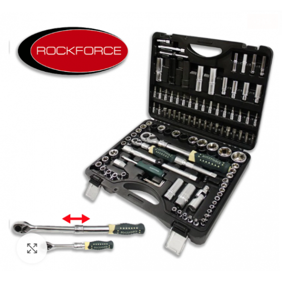 Куфар Гедоре с разтегателни тресчотки ROCK FORCE 108 части, CR-V, Cr-Mo, 1/2" и 1/4"