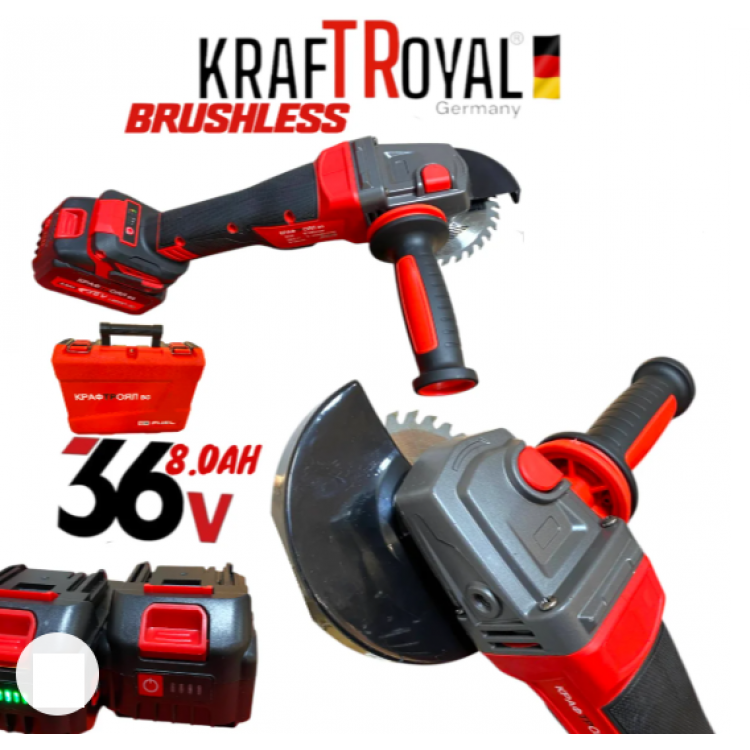 Комплект Акумулаторен гайковерт/импакт ударен Kraft 36V 8Ah 850 N/m + Акумулаторен ъглошлайф 36V 8Ah 125 мм KraftRoyal Комплект Акумулаторен гайковерт/импакт ударен Kraft 36V 8Ah 850 N/m + Акумулаторен ъглошлайф 36V 8Ah 125 мм KraftRoyal