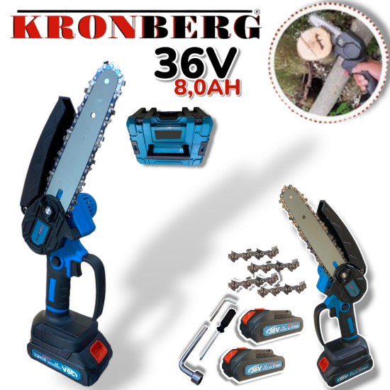 2в1 Резачка за Клони и Лозарска Ножица 36V 8,0AH с 4 Вериги 2 Шини 2 Батерии KRONBERG 2в1 Резачка за Клони и Лозарска Ножица 36V 8,0AH с 4 Вериги 2 Шини 2 Батерии KRONBERG