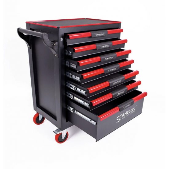 ШКАФ КОЛИЧКА ЗА ИНСТРУМЕНТИ със 7 ЧЕКМЕДЖЕТА STAHLMAYER – RED LINE ШКАФ КОЛИЧКА ЗА ИНСТРУМЕНТИ със 7 ЧЕКМЕДЖЕТА STAHLMAYER – RED LINE