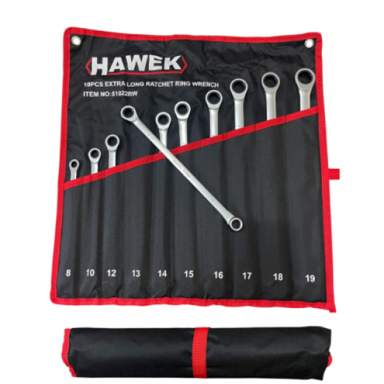 Удължени Ключове Прави Лули с Тресчотка 8-19мм HAWEK 51022RW Удължени Ключове Прави Лули с Тресчотка 8-19мм HAWEK 51022RW