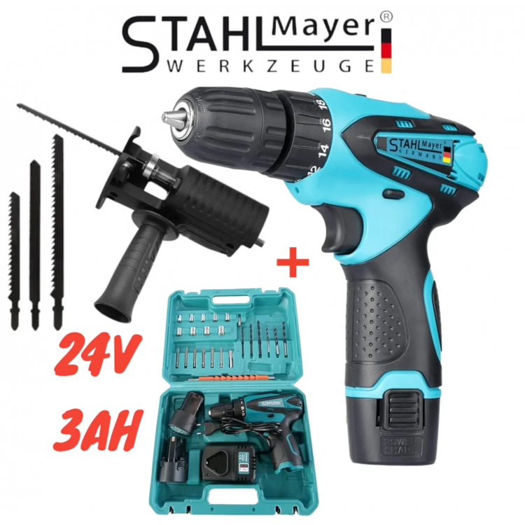 Акумулаторен винтоверт Vermark Starke + Удължение и накрайници Акумулаторен винтоверт Vermark Starke + Удължение и накрайници
