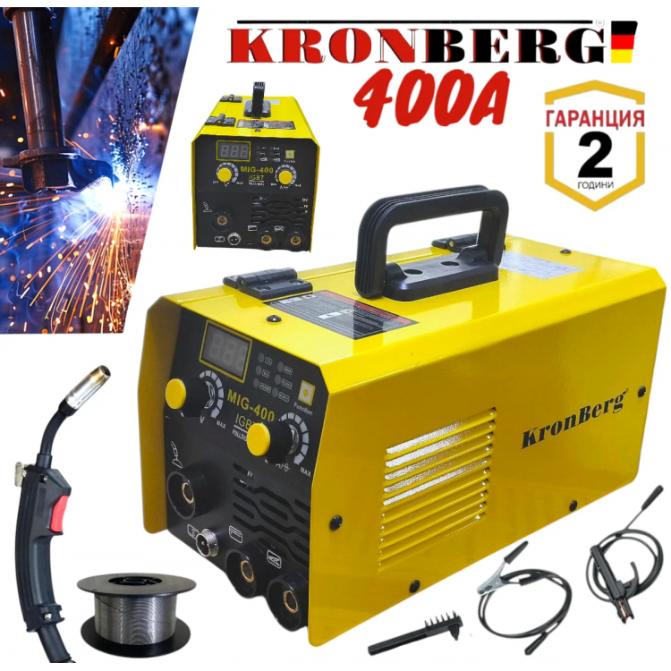 Телоподаващо Инверторен Електрожен 400А 2в1 Заваръчна Техника KRONBERG 2в1 + Соларен Шлем Телоподаващо Инверторен Електрожен 400А 2в1 Заваръчна Техника KRONBERG 2в1 + Соларен Шлем