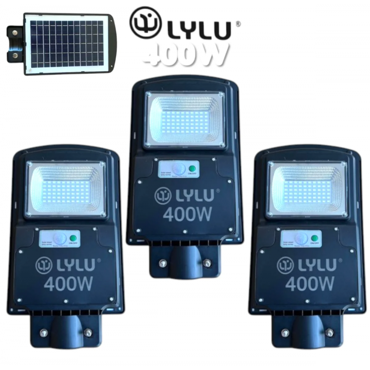 Улична Соларна LED Лампа със сензор LYLU 400W Прожектор 3 БРОЯ