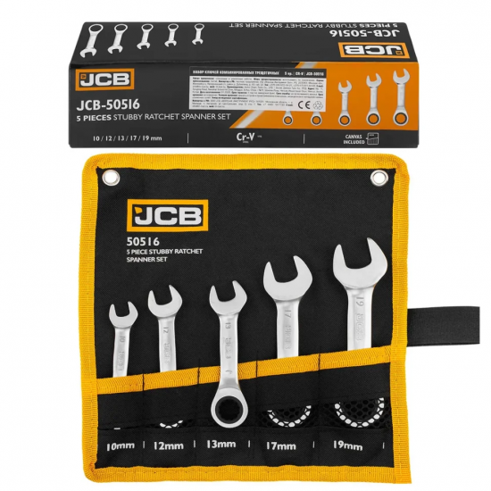 Комплект къси ключове с тресчотка JCB 50516 – 5 части (10–19 мм)