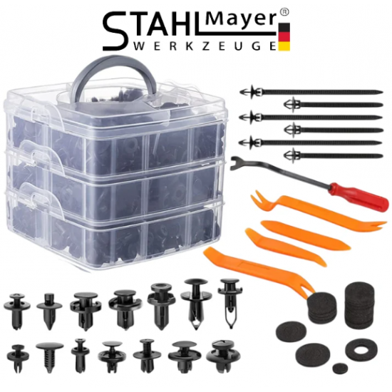 Комплект Автомобилни Щипки и Крепежи 620 части STAHLMAYER