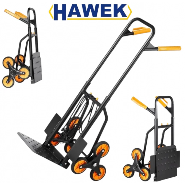 Количка за Стълби HAWEK HW-9034 Сгъваема Транспортна Количка с 6 колела Товароносимост 200кг