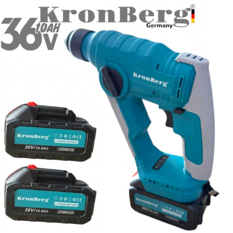 Акумулаторен Професионален Ударен Перфоратор / Бормашина Мини 36V 10AH KRONBERG Мощен и Безчетков с 2 Батерии Зарядно Устройство и Куфар Акумулаторен Професионален Ударен Перфоратор / Бормашина Мини 36V 10AH KRONBERG Мощен и Безчетков с 2 Батерии Зарядно Устройство и Куфар