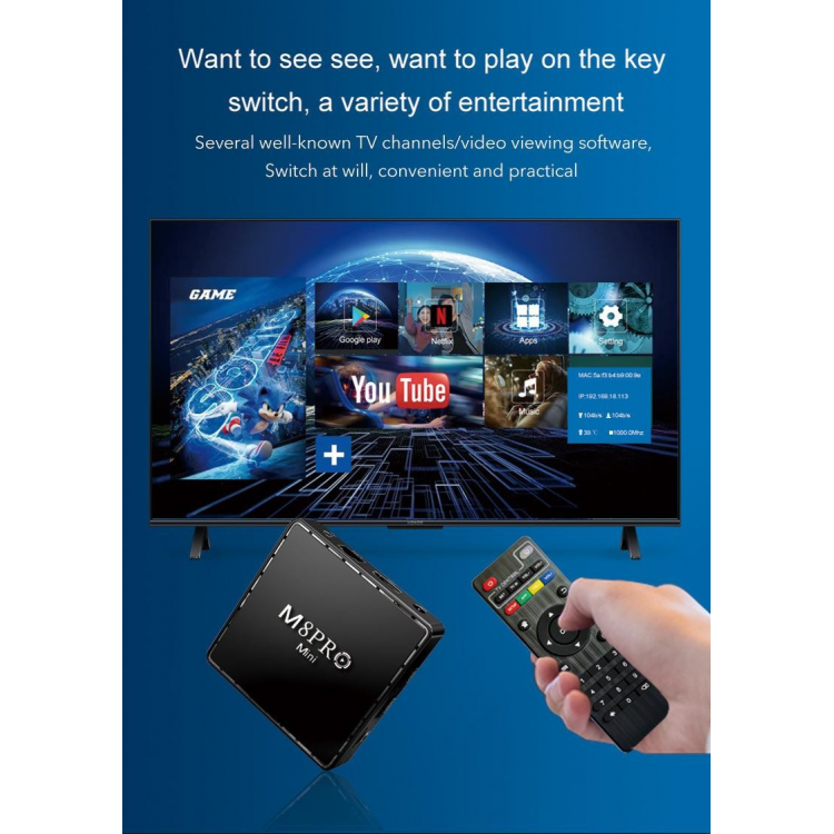 Конзола M8 Pro TV Game Box 4K HDMI 2.4G с Два Джойстика и дистанционно над 33 000 игри Конзола M8 Pro TV Game Box 4K HDMI 2.4G с Два Джойстика и дистанционно над 33 000 игри