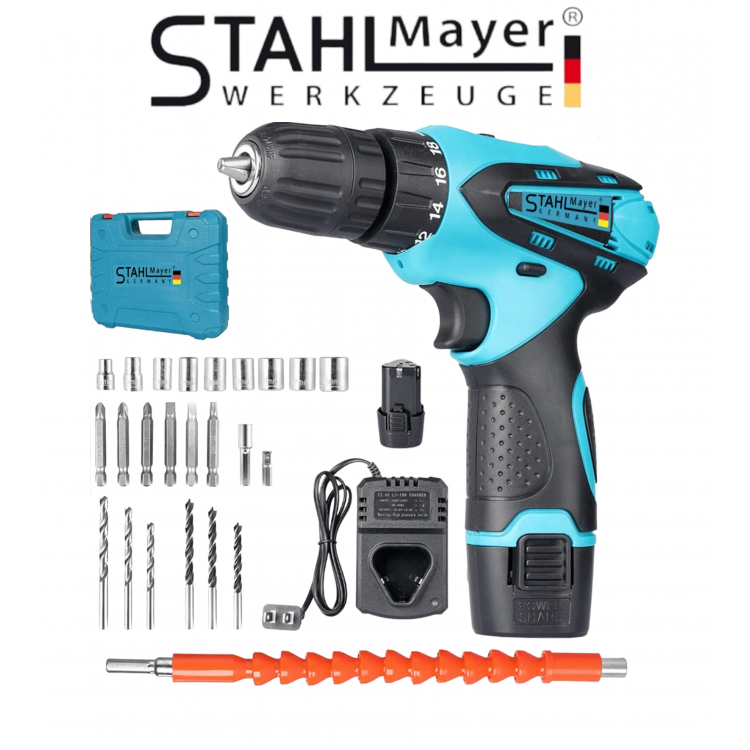 Акумулаторен Двускоростен Винтоверт STAHL MAYER 24V + Накрайници Акумулаторен Двускоростен Винтоверт STAHL MAYER 24V + Накрайници