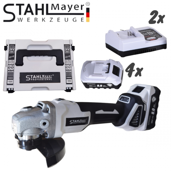 2В1 АКУМУЛАТОРЕН ЪГЛОШЛАЙФ 125ММ И БЕЗЖИЧЕН ГАЙКОВЕРТ-ВИНТОВЕРТ БЕЗЧЕТКОВ УДАРЕН 36V 8,0AH STAHLMAYER 4X БАТЕРИЯ 2 ЗАРЯДНО В КУФАР РАКЕТА 2В1 АКУМУЛАТОРЕН ЪГЛОШЛАЙФ 125ММ И БЕЗЖИЧЕН ГАЙКОВЕРТ-ВИНТОВЕРТ БЕЗЧЕТКОВ УДАРЕН 36V 8,0AH STAHLMAYER 4X БАТЕРИЯ 2 ЗАРЯДНО В КУФАР РАКЕТА