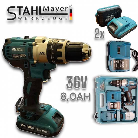 Акумулаторен Ударен Винтоверт Безчетков 36V 8,0AH STAHLMAYER XR BL MOTOR+ 40 части Инструменти Безжичен ( бормашина ) Акумулаторен Ударен Винтоверт Безчетков 36V 8,0AH STAHLMAYER XR BL MOTOR+ 40 части Инструменти Безжичен ( бормашина )