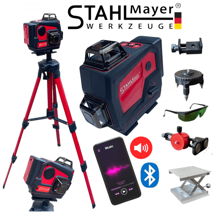 Лазерен Нивелир 4D 16 линии 360° Зелен Лазер с Bluetooth Високоговорител STAHLMAYER Professional Блутут Музика Лазерен Нивелир 4D 16 линии 360° Зелен Лазер с Bluetooth Високоговорител STAHLMAYER Professional Блутут Музика