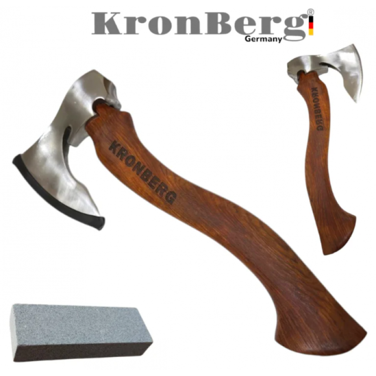 Дървена Брадва KRONBERG Острие с Кована Стомана + Подарък Точило Дървена Брадва KRONBERG Острие с Кована Стомана + Подарък Точило