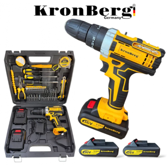 Акумулаторен Безчетков Ударен Винтоверт (Бормашина) KRONBERG 36V 8AH 2 Батерии и Зарядно в Куфар Акумулаторен Безчетков Ударен Винтоверт (Бормашина) KRONBERG 36V 8AH 2 Батерии и Зарядно в Куфар