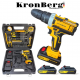 Акумулаторен Безчетков Ударен Винтоверт (Бормашина) KRONBERG 36V 8AH 2 Батерии и Зарядно в Куфар