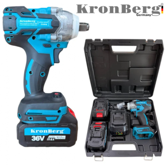 Акумулаторен Гайковерт Ударен Комбиниран Импакт 36V 10AH 850Nm KRONBERG 2 Батерии Зарядно Устройство и Куфар Акумулаторен Гайковерт Ударен Комбиниран Импакт 36V 10AH 850Nm KRONBERG 2 Батерии Зарядно Устройство и Куфар