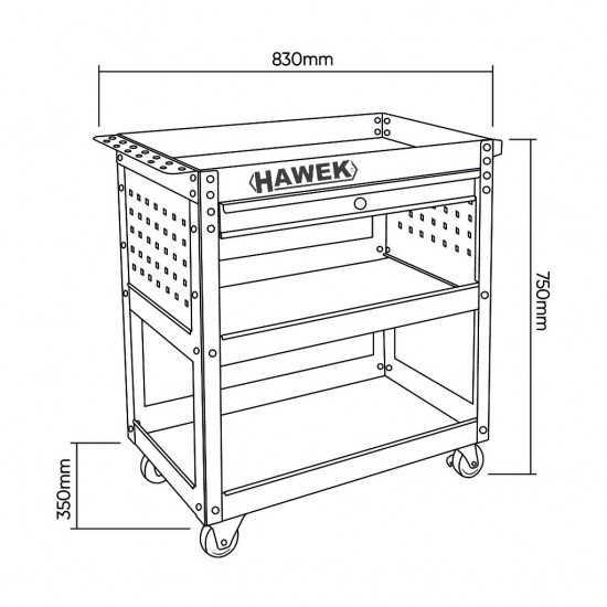 Количка за инструменти HAWEK с 3 рафта и 1 чекмедже , HW-1191