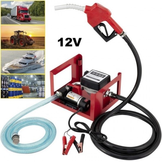 Електрическа помпа за източване на гориво, бензиноколонка с брояч -  12V