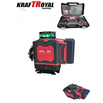 Лазерен Нивелир с 16 линии KRAFTROYAL 4Д със сензор индикация на батерия + тринога