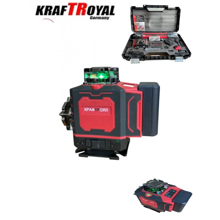 Лазерен Нивелир с 16 линии KRAFTROYAL 4Д със сензор индикация на батерия + тринога Лазерен Нивелир с 16 линии KRAFTROYAL 4Д със сензор индикация на батерия + тринога