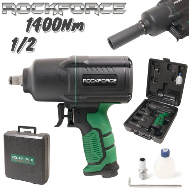 Пневматичен гайковерт 1400нм 1/2″ RockForce във куфар с допълнителни вложки