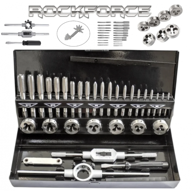 Комплект метчици и плашки 32-части RockForce Комплект метчици и плашки 32-части RockForce