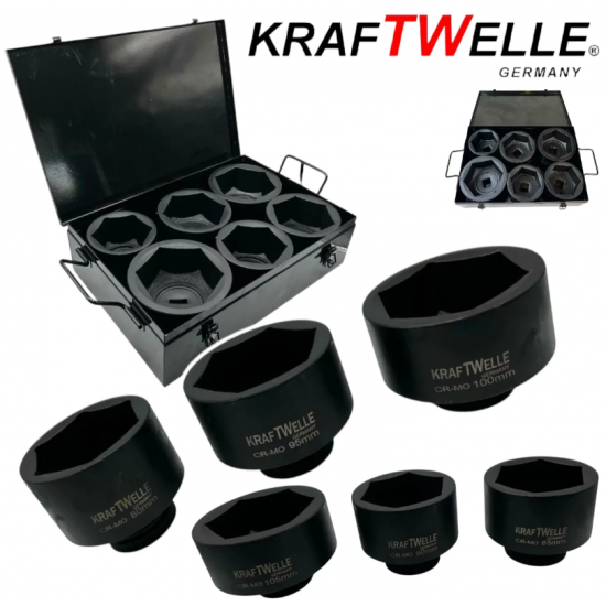 Комплект ударни вложки 6 части 1" (80-105мм) KRAFTWELLE Комплект ударни вложки 6 части 1" (80-105мм) KRAFTWELLE