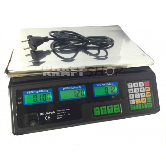 Електронен кантар до 40кг с метален плот - електронна везна Електронен кантар до 40кг с метален плот - електронна везна