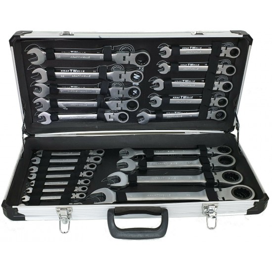 К-т звездогаечни чупещи тресчотни ключове от 6мм до 32мм 22 части в метален куфар KRAFTWELLE Germany К-т звездогаечни чупещи тресчотни ключове от 6мм до 32мм 22 части в метален куфар KRAFTWELLE Germany