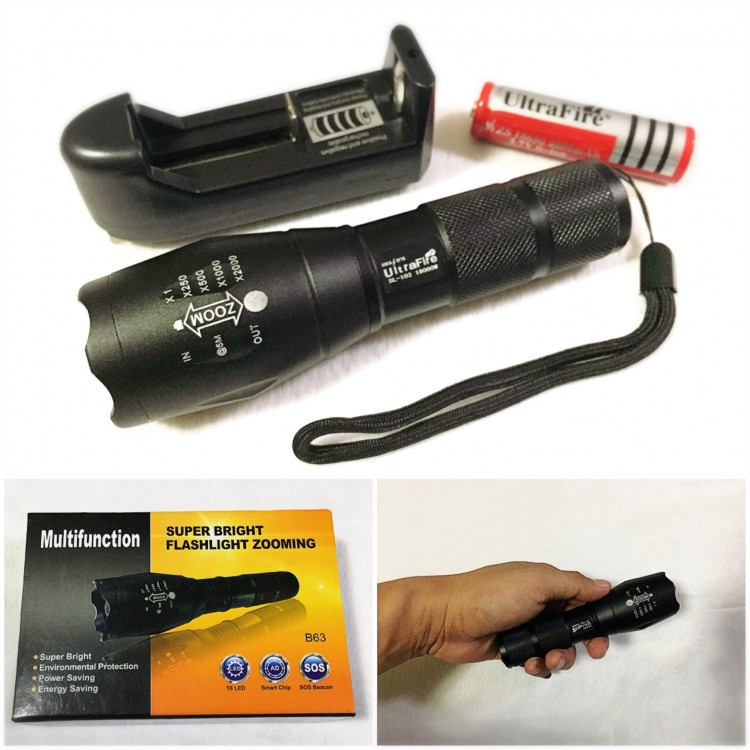 Мощен фенер POLICE T6 - 80 000 W със спусък за оръжие Мощен фенер POLICE T6 - 80 000 W със спусък за оръжие