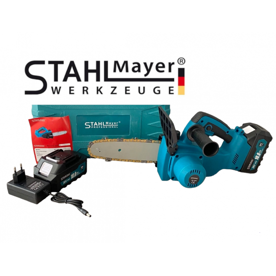Акумулаторен Верижен Трион 38V 10AH STAHLMAYER Безжична Резачка за дърва и Клони Автоматично смазване на веригата 25см Акумулаторен Верижен Трион 38V 10AH STAHLMAYER Безжична Резачка за дърва и Клони Автоматично смазване на веригата 25см