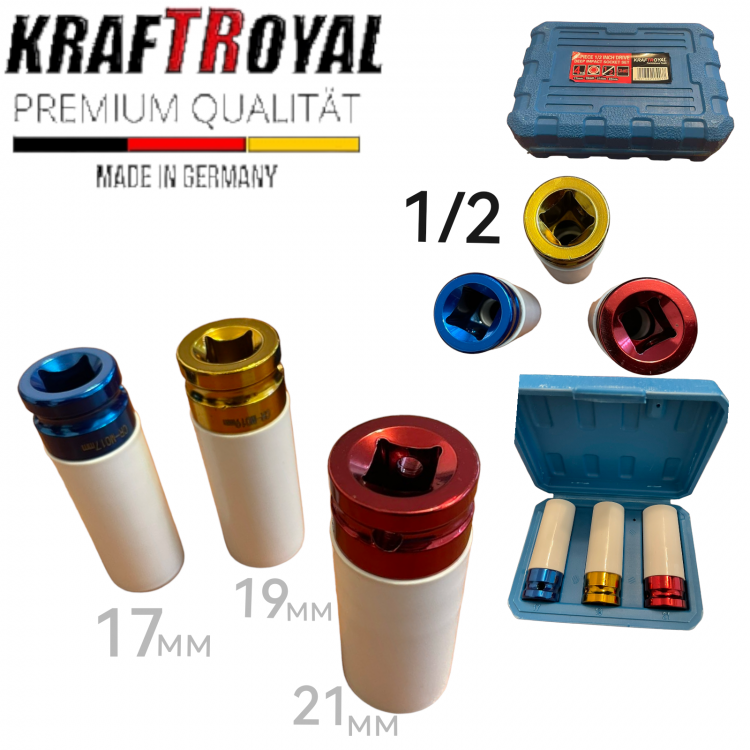 Ударни Вложки 3 броя 1/2″ Ф17 Ф19 Ф21 KrafTRoyal Ударни Вложки 3 броя 1/2″ Ф17 Ф19 Ф21 KrafTRoyal